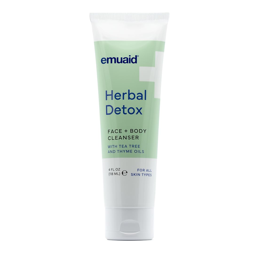 emuaid® Herbal Detox™ Face + Body Cleanser, Lightweight Botanical Foaming Gel with Tea Tree Oil + Thyme Oil, Gentle Skin Cleanser & Facial Wash