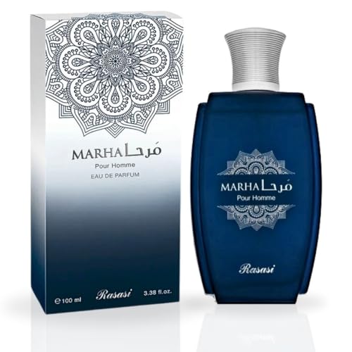 RASASI Marha Eau De Parfum Spray 100ML (3.38 OZ) Long Lasting Arabian Perfume for Men with Aromatic, Warm And Floral Notes - Captivating And Luxurious