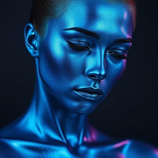 Metallic Blue 32 Oz - Body Paints for Adults and Kids, Creates Stitch, Sonic, Dory, Genie Face Paint & Cosplay, Shimmery Face Paint