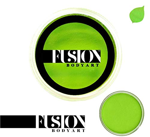 Fusion Body Art Pro Face Paint | Prime Lime Green (32gm), Professional Quality Water Activated Face and Body Paint Supplies Single Makeup Cake