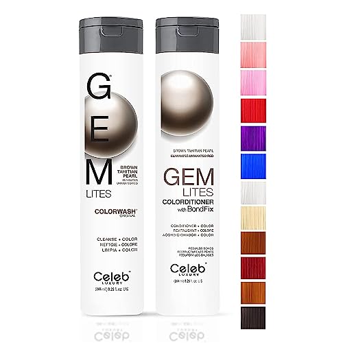 Celeb Luxury Gem Lites Duo Color Depositing Colorwash Shampoo & Conditioner Set + Bondfix Bond Rebuilder, Semi Permanent Hair Color, Vegan Hair Dye