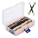 Cuttte 120PCS Disposable Dual Sides Eye Shadow Sponge Applicators with Container, 2.44' Length Eyeshadow Brushes Makeup Applicator Black