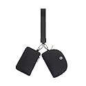 WSRYDJDL Mini Zip Around Wristlet Wallet for Women Detachable Dual Pouch Wristlet Portable Coin Pocket Keychain Small Purse (Black+Black)