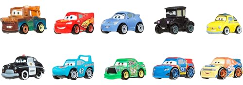 Mattel Disney Pixar Cars Toy Vehicles 10-Pack, Set of 10 Mini Racers of Favorite Characters from The First Cars Movie (Styles May Vary)