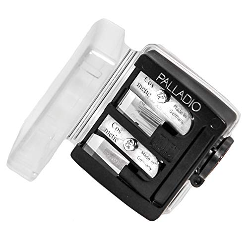 Palladio Double Barrel 3 in 1 Cosmetic Pencil Sharpener with Cover, Stainless Steel Blade, Size Adjuster, Essential for Small and Extra Large Lip Beauty and Personal Care Palladio Default Title