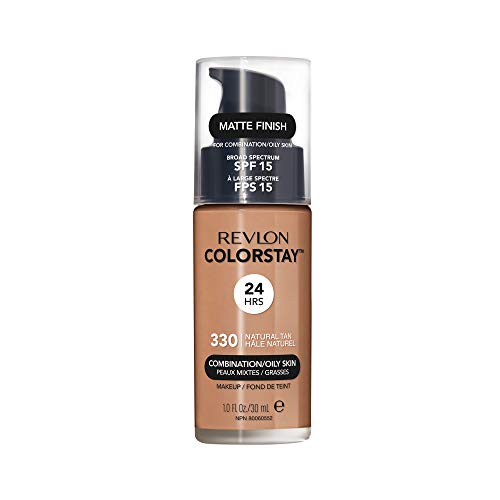 Revlon Liquid Foundation, ColorStay Face Makeup for Combination & Oily Skin, SPF 15, Longwear Longwear Medium-Full Coverage with Matte Finish, Natural