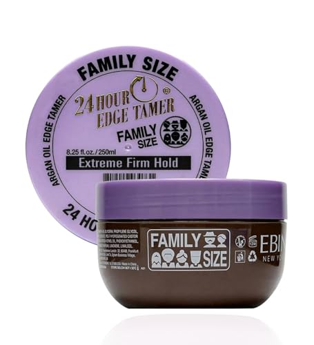 EBIN NEW YORK 24 Hour Edge Tamer - Extreme Firm Hold (8.25oz/ 250ml) - No Flaking, White Residue, Shine and Smooth texture with Argan Oil and Castor