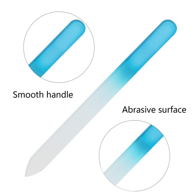 Aoshang 3 Pack Glass Nail File, Crystal Double Sided Etched Filing Surface Finger Nail Files for Professional Manicure/Pedicure Care with Case