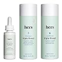 HIMS and HERS Triple Threat Shampoo - Conditioner and 2% Minoxidil Set - Biotin - Saw Palmetto and Pumpkin Seed Oil - Regrowth for Women - Color-Safe