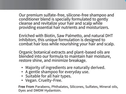 Saw Palmetto infused Biotin Argan Oil botanical shampoo and conditioner mix, 10 fl oz, Pack of 1