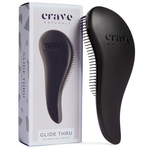Crave Naturals Glide Thru Detangling Brush, Detangler Brush for Curly, Straight, Wet and Dry Hair Comb for Adults and Kids, Hair Accessories