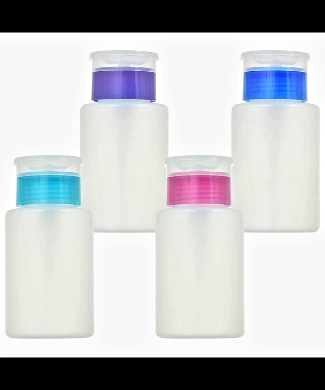 KGUH Push Down Pump Dispenser Bottle Nail Polish Makeup Remover Empty Cosmetic Container Plastic - 4pcs 70 ml Purple Blue Green Pink Beauty & Personal Care Greenbrier International