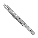 Rubis Hole Pattern Classic Stainless Steel Slanted Tweezers For Precise Eyebrows and Hair Removal, The Elegance Collection, 1K111,Silver,Rubis