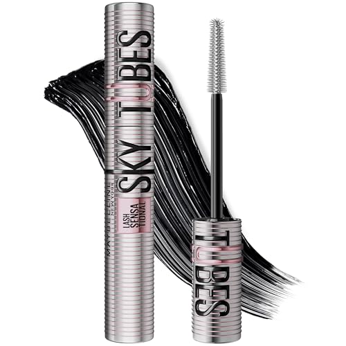 Maybelline Lash Sensational Sky Tubes Tubing Mascara, Extension-Like Lengthening Mascara, 24HR Eye Makeup with Shea Butter & Castor Oil, Very Black, 1
