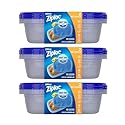 Ziploc Food Storage Meal Prep Containers with Smart Snap Technology, Rectangle, 1.5 QTS, 2 Count, Pack of 3, Clear