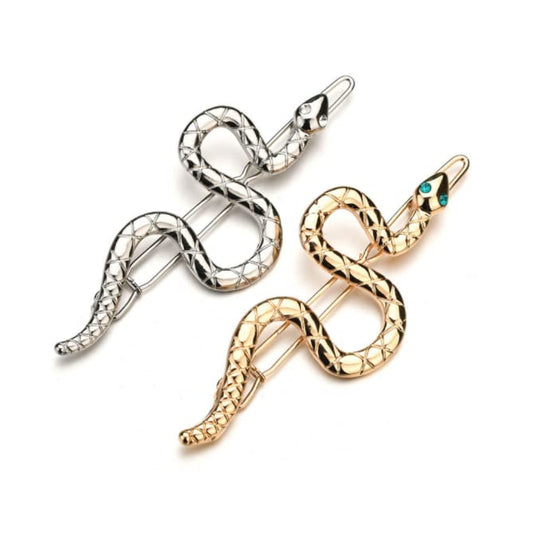 HLLMX 2 PCS Snake Hair Clip Vintage Decorative Metal Hair Pins Metal Hair Clips Snake Hair Pin Hair Barrettes with Zircon Eye for Women Girls (Silver
