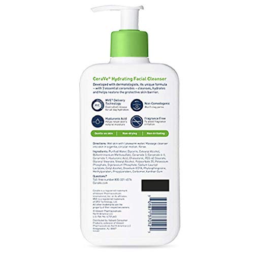 CeraVe Hydrating Facial Cleanser, 12 Ounces Each (1 Pack)