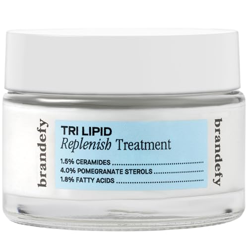 Brandefy Tri Lipid Replenish Treatment - 1.5% Ceramides, 4.0% Sterols, 1.8% Fatty Acids - Peptide Moisturizer, Hydrating Face Cream, Made in the USA