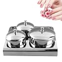 Nail Liquid Container, Mini Stainless Steel Dish Pot Liquid Powder Cup Lid Bowl Nail Art Tools Acrylic Nail Art Equipment Mini Bowl Cup Tray Pot Beauty & Personal Care Zerone