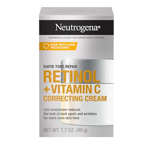 Neutrogena Rapid Tone Repair Retinol + Vitamin C Correcting Cream, Face Moisturizer with Retinol, Hyaluronic Acid & Vitamin C for Dark Spots