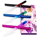 EAONE Crystal Glass Nail File with Case 3 Pack, Double-Sided Etched Fingernail Files for Natural Nails Professional Footnail Care Tool, Stocking