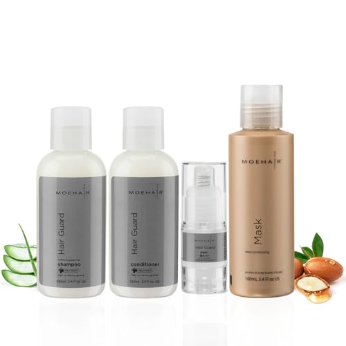 MOEHAIR Hair Guard Shampoo, Conditioner, Tonic & Mask Travel Kit | Sulfate & Paraben Free, Ginseng Infused, Reduces Hair Loss, Promotes Hair Growth |