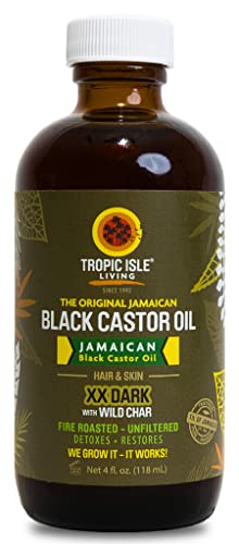 Tropic Isle Living Jamaican Black Castor Oil XX Dark 4 oz - Conditioning Blend for Hair and Scalp Care with a Rich Finish