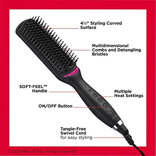 REVLON Salon One-Step Straight and Shine Heated Brush for Visibly Shinier, Smoother Hair | Hair Straightener That Revives Second Day Hair with an Ion