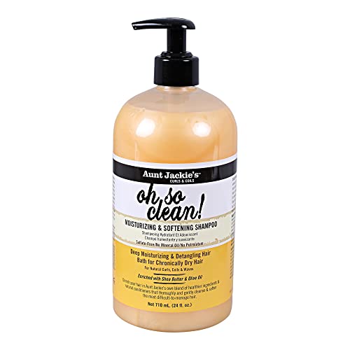 Aunt Jackie's Curls and Coils Oh So Clean, Large 24oz Family Sized Pump, Deep Moisturizing and Softening Hair Shampoo for Natural Curls, Coils