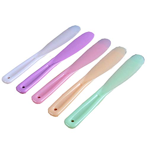6Pcs Large Plastic Cosmetic Spatula Candy Color Reusable Cosmetic Mask Mixing Spoon Scoops Spatulas Stick Applicator Beauty Spa Makeup Tools