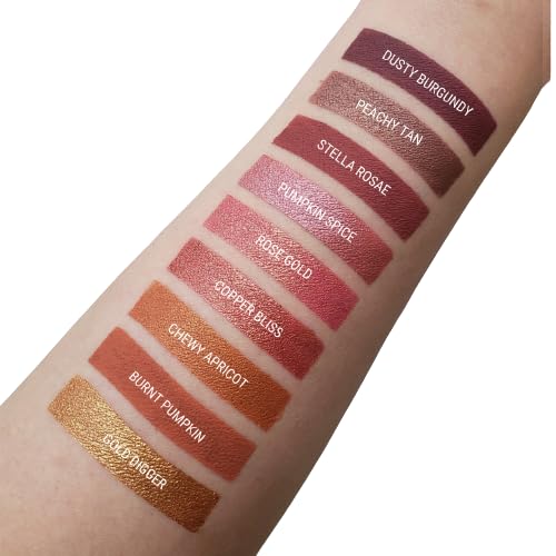 Aromi Burnt Pumpkin Metallic Liquid Lipstick | Orange Gold Lip Color with Shimmery Finish, Vegan, Cruelty-free, Long-lasting, Waterproof (Chewy