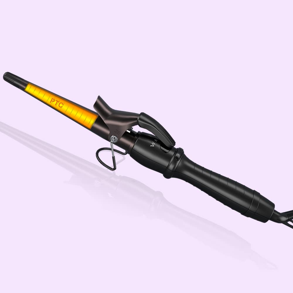 Professional 1-1/2" Tapered Curling Wand with Short Clamp, Ceramic Curling Iron for Long Lasting Curls or Waves, Hair Curling Iron Wand