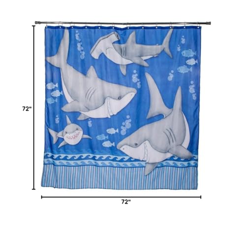 Borders Unlimited Fish 'N Sharks Under The Water Shower Curtains, Multi