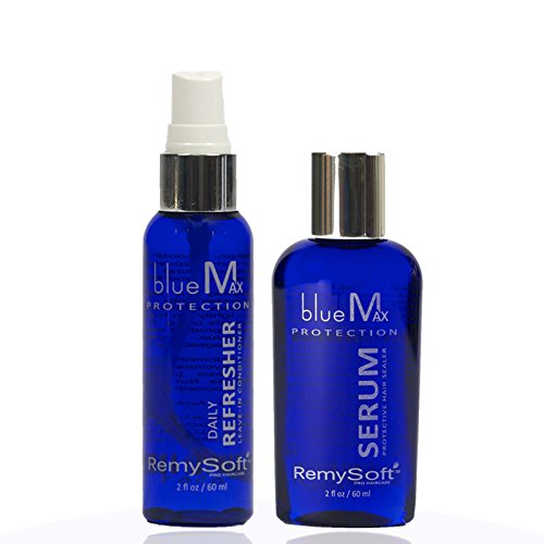 RemySoft blueMax Daily Refresher & Protective Silicone Serum Set - Safe for Hair Extensions, Weaves and Wigs - Salon Formula Leave-in Conditioner