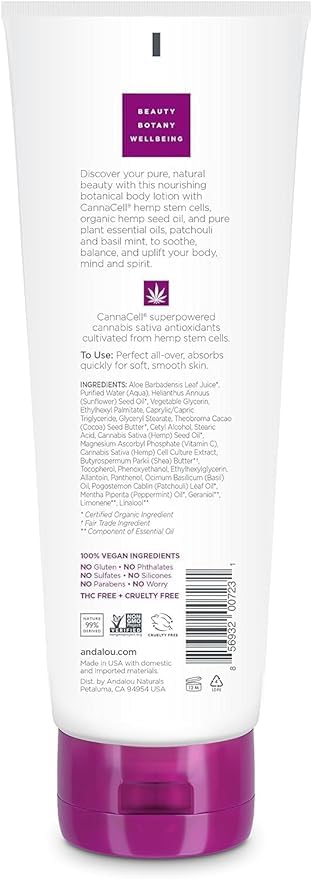 Andalou Naturals, Lotion Body Ritual Cannacell, 8 Fl Oz