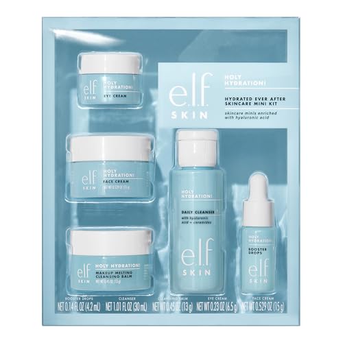 e.l.f. SKIN Holy Hydration! Hydrated Ever After Skincare Mini Kit, Cleanser, Makeup Remover, Moisturizer & Eye Cream For Hydrating Skin