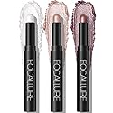 FOCALLURE 3 Pcs 2 in 1 Eyeshadow and Eyeliner Pen, Shimmer Eye Shadow Pencil, High Pigmented Eyeshadow, Highlighter Eye Liner, Multi-Dimensional eyes