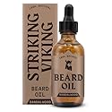 Striking Viking Sandalwood Beard Oil for Men - 2 Fl Oz, Sandalwood Scent - Natural Hydrating & Softening Beard Care with Argan, Jojoba, Almond & Tea