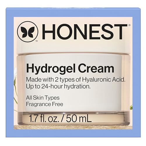 Honest Beauty Hydrogel Cream with Hyaluronic Acid | Lightweight, Moisturizing Water Cream | Gentle for Sensitive Skin, Fragrance Free, Vegan