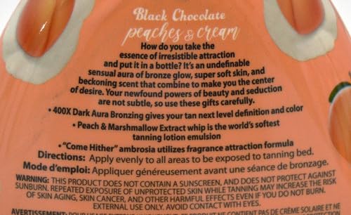 Brown Sugar Peaches & Cream 400X Double Dark Black Chocolate Bronzing Whip Tanning Lotion - Ultra Rich Skin Softening Formula for Deep, Long-Lasting