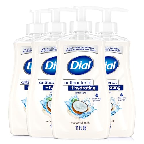 Dial Antibacterial Plus Hydrating Coconut Milk Liquid Hand Soap, 11oz (Pack of 4) Beauty and Personal Care Dial Default Title