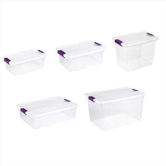 Sterilite 17531712 Clearview Storage Box With Latched Lid - 15 Qt. 17"L x 11-1/8"W x 6-1/2"H - Lot of 12