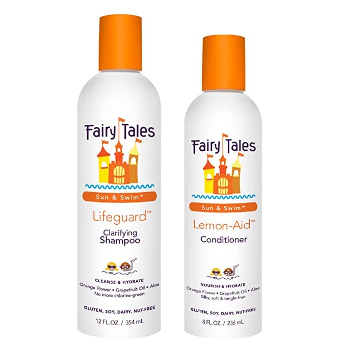 Fairy Tales Sun & Swim Shampoo & Conditioner for Kids - Chlorine Removal Swim Shampoo, Removes Green Pool Tones, Sea Salt & Mineral Buildup