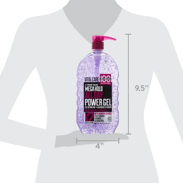 Vital Care All Day Spiking Hair Gel, (40 Fl. Oz), Mega Hold, Non-Sticky, Protein and Vitamin B5 Enriched Product for Men & Women