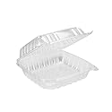 Dart Solo Dart 8" x 8"x 3" Clear Plastic Hinged Food Take-Out Container 1-Compartment (Pack of 25)