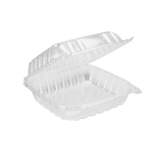 Dart Solo Dart 8" x 8"x 3" Clear Plastic Hinged Food Take-Out Container 1-Compartment (Pack of 25)