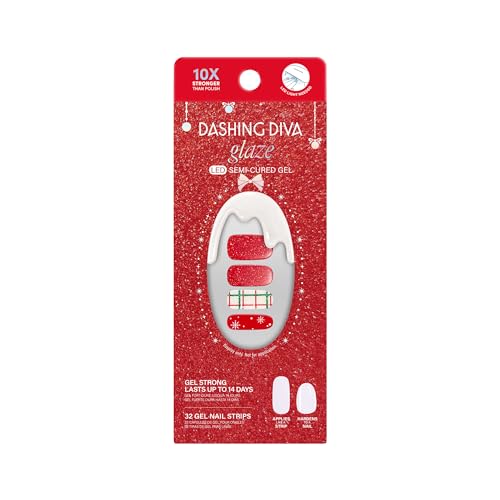 Dashing Diva Glaze Nail Strip Set - Plaid About You - Long Lasting, Chip Resistant, Semi-Cured Gel Nail Strips - Holiday Gel Set - 4-Piece Manicure Beauty & Personal Care Dashing Diva