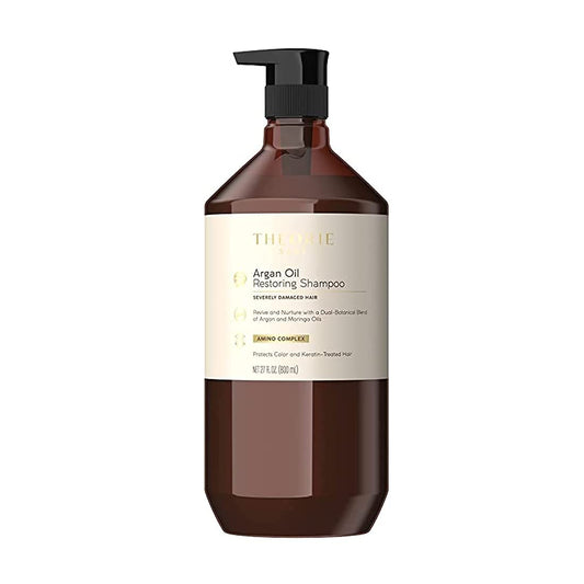 Theorie Argan Oil Restoring Shampoo - Rejuvenate & Moisturize - Sulfate Free - Suited for All Hair Types - Safe for Color & Keratin Treated Hair, Pump