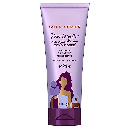Pantene Gold Series Root Rejuvenating Conditioner with Apricot Oil & Green Tea, Moisturizes & Fortifies, for Natural, Textured, Curly, Coily Hair