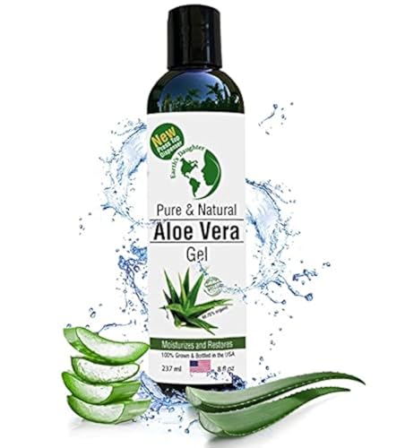 Earth's Daughter Organic Aloe Vera Gel from Fresh Cut 100% Pure Organic Aloe leaves - Fast Absorbing for Face, Skin, Hair & Body - Vegan, Unscented